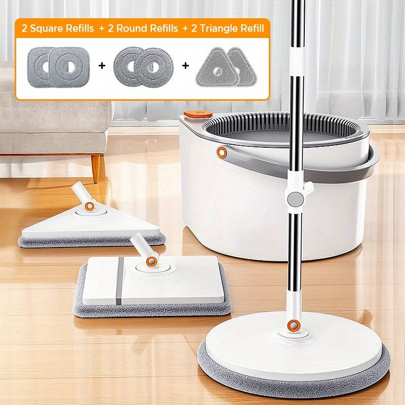3-in-1 Spin Mop & Bucket Set – Self-Cleaning Dual-Compartment System with 3 Mop Heads
