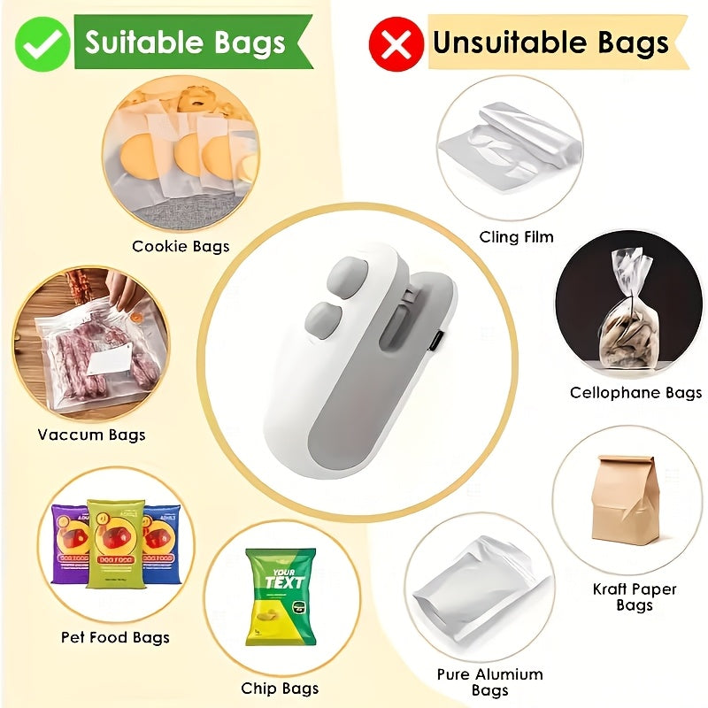 Mini USB Rechargeable Heat Sealer – Portable Handheld Food Bag Sealer