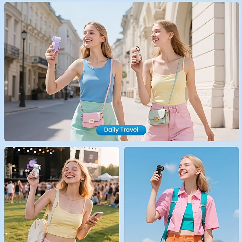 Mini Portable Bladeless Fan – Rechargeable Handheld Personal Fan for Travel & Outdoor Use