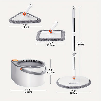 3-in-1 Spin Mop & Bucket Set – Self-Cleaning Dual-Compartment System with 3 Mop Heads