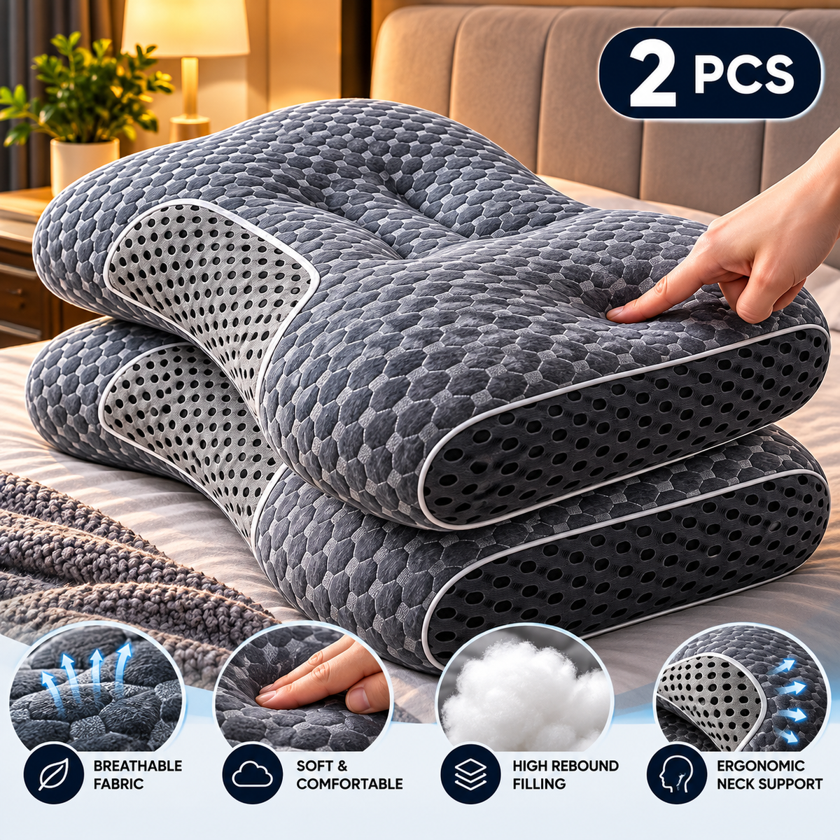 Premium Hotel Pillow – Fluffy High-Rebound Fiber Pillow for Home & Bedroom