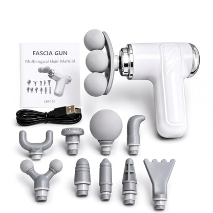 9-Head Electric Massage Gun – 6-Speed Deep Tissue Muscle Massager with USB Charging