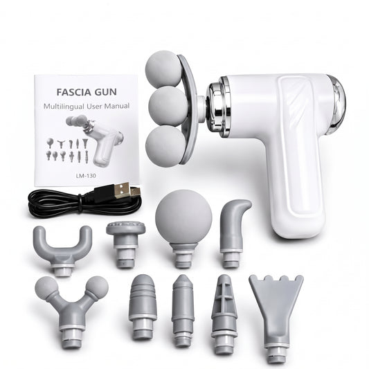 9-Head Electric Massage Gun – 6-Speed Deep Tissue Muscle Massager with USB Charging