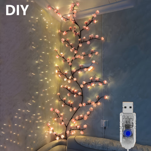 144PCS Cherry Blossom LED String Lights – 8-Mode USB-Powered Decorative Branch Lights